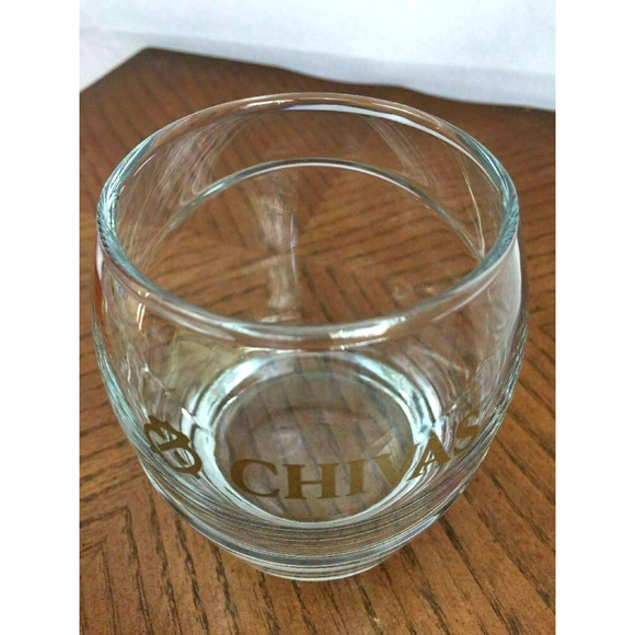 Chivas Regal Lowball Glass Round Tumbler Heavy Base Gold Logo Scotch Whiskey - Picture 8 of 9